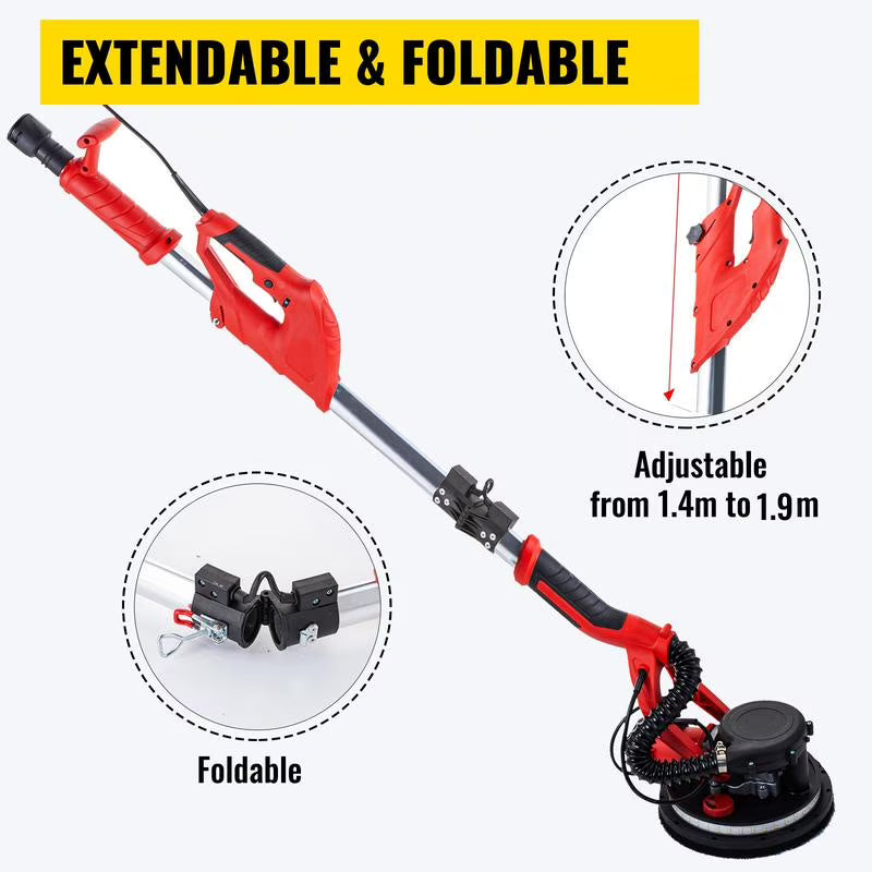 Drywall Sander 850W, Electric Drywall Sander, Electric Sander, with LED Strip Light and Vacuum Bag, Variable Speed 800 - 1750 RPM, Foldable Sheetrock