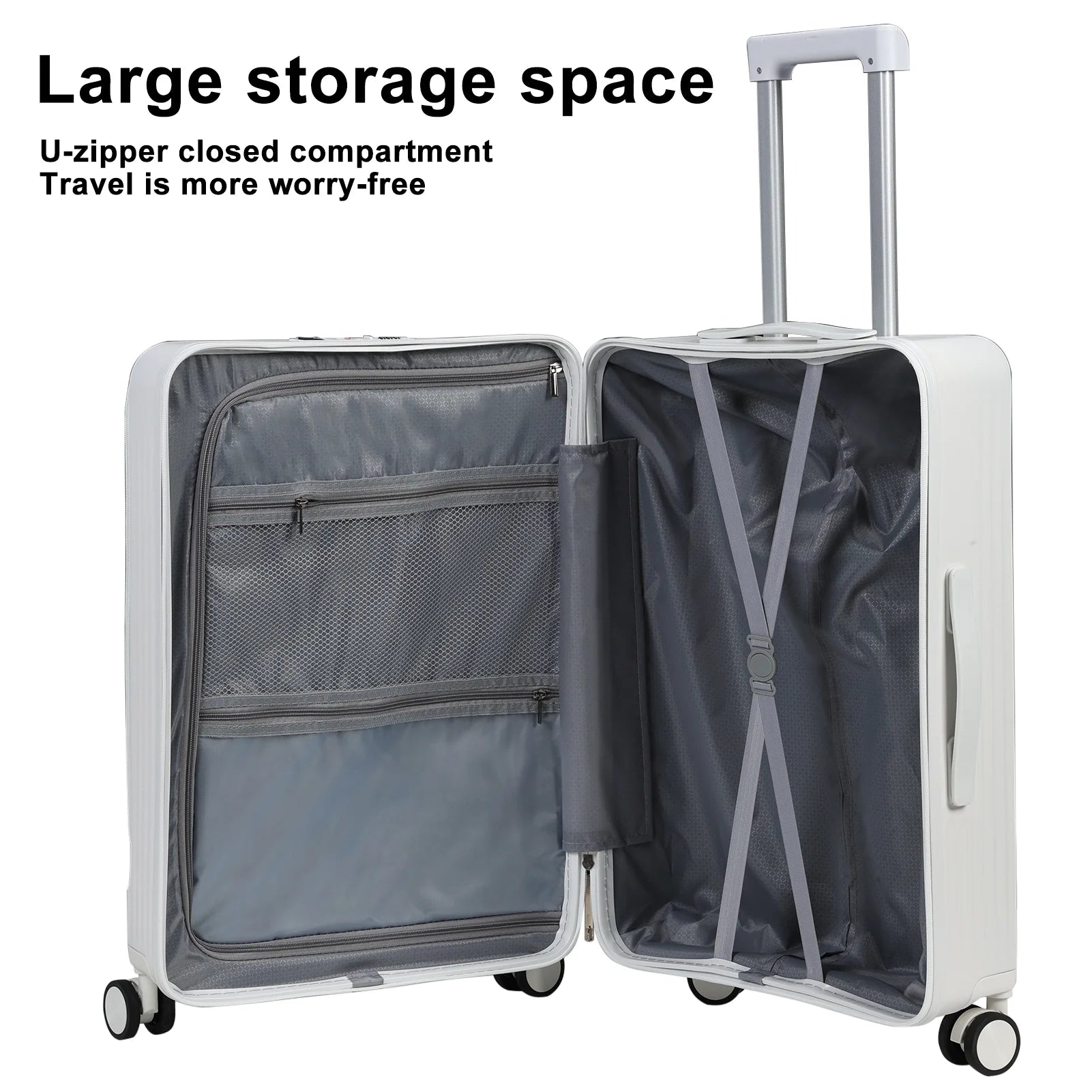 24 in Checked Luggage with Front Pocket, USB Charging Port, Built - in Lock Carry on Suitcase, Cup Holder and Phone Holder, Medium Hardside Suitcase