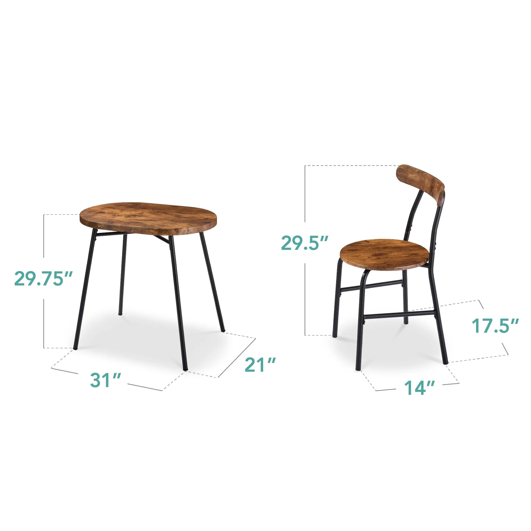 Best Choice Products 3 Piece Modern Oval Dining Table Set, Small Kitchen Dinette W/ 2 Chairs Black/Black