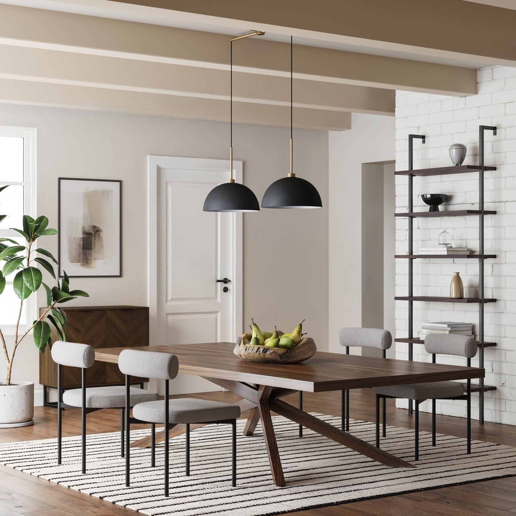 Nathan James Percy Modern 2-Light Pendant Island Light Fixture, Hanging Lights with Metal Shade and Adjustable Cord, for Kitchen, Living Room, Black