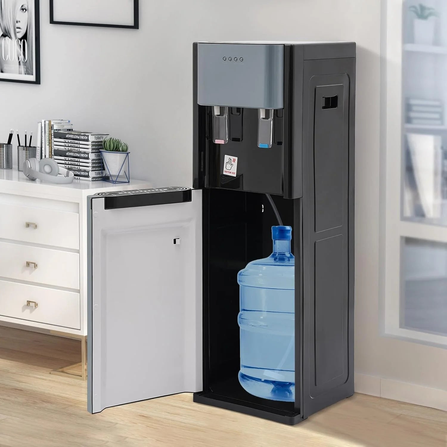 5.28 Gallon Bottom Loading Water Cooler Dispenser, 2 Temperatures Available with Hot, Cold, Practiacal Freestanding Water Dispenser