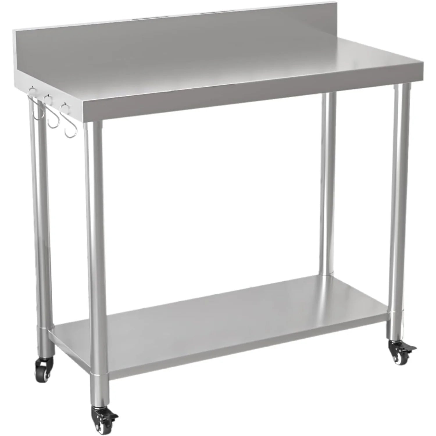 AECOJOY Stainless Steel Table with Backsplash 48"x18" Prep Tables for Commercial Kitchen