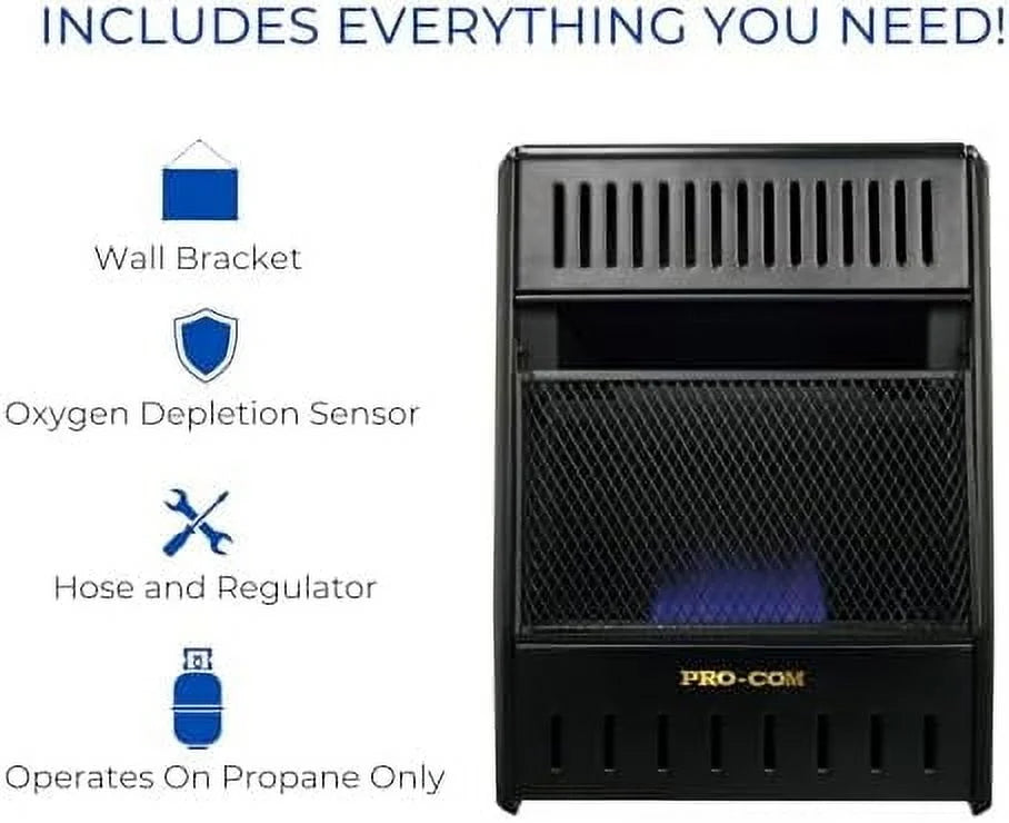 ML100TBAHR Ventless Propane Gas Blue Flame Space Heater with Thermostat Control