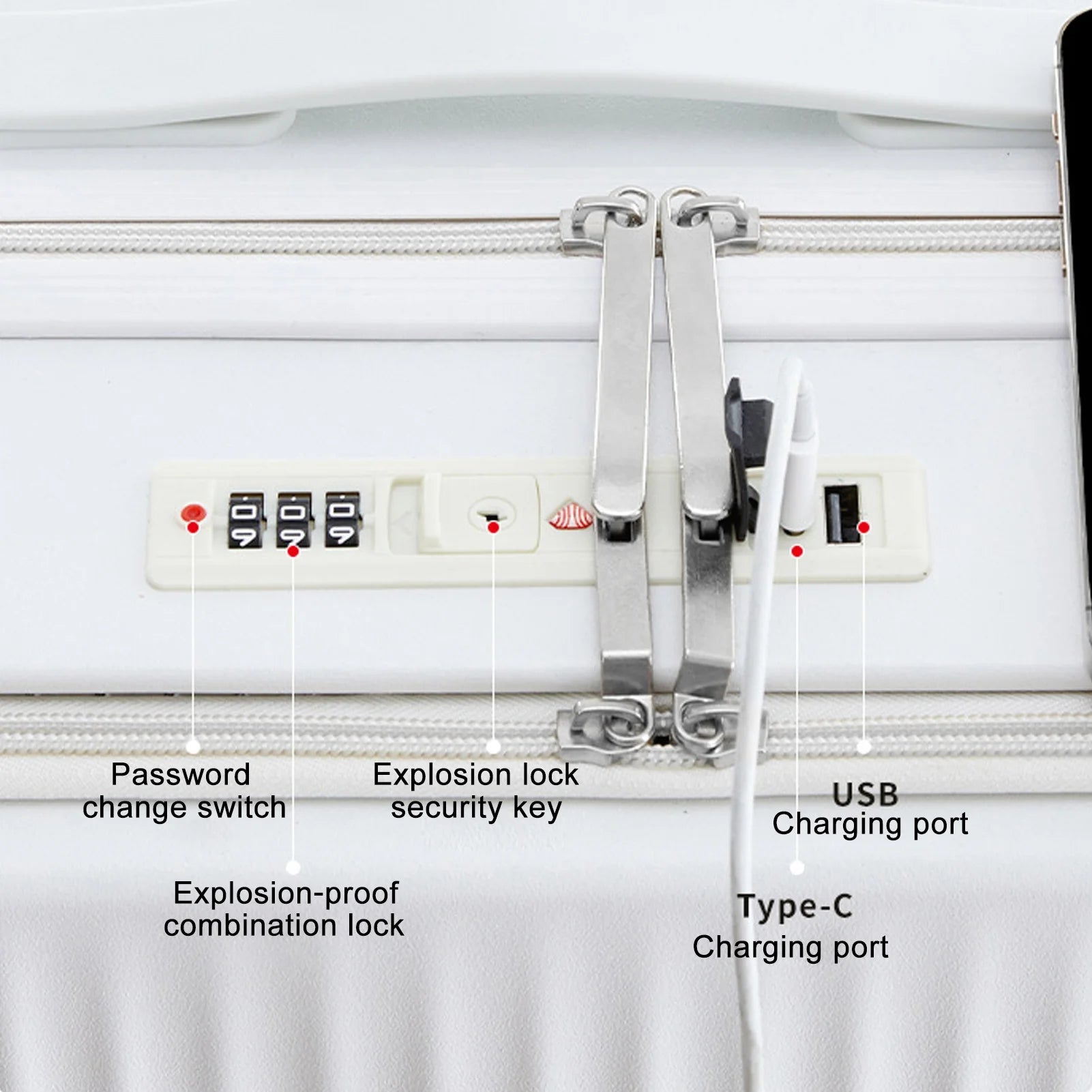 24 in Checked Luggage with Front Pocket, USB Charging Port, Built - in Lock Carry on Suitcase, Cup Holder and Phone Holder, Medium Hardside Suitcase