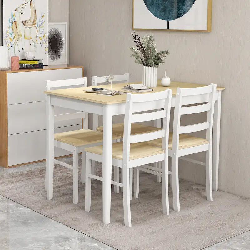 Costway 5-Piece Solid Wood Dining Set for Kitchen