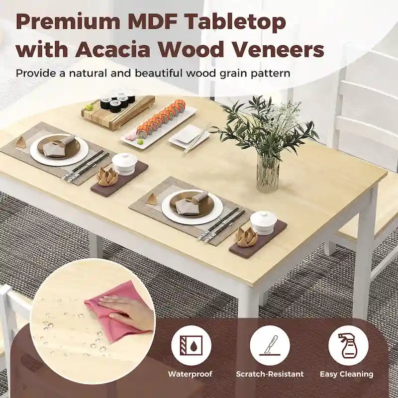 Costway 5-Piece Solid Wood Dining Set for Kitchen