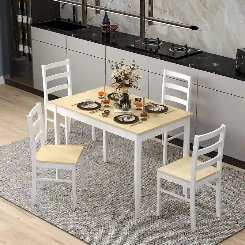 Costway 5-Piece Solid Wood Dining Set for Kitchen