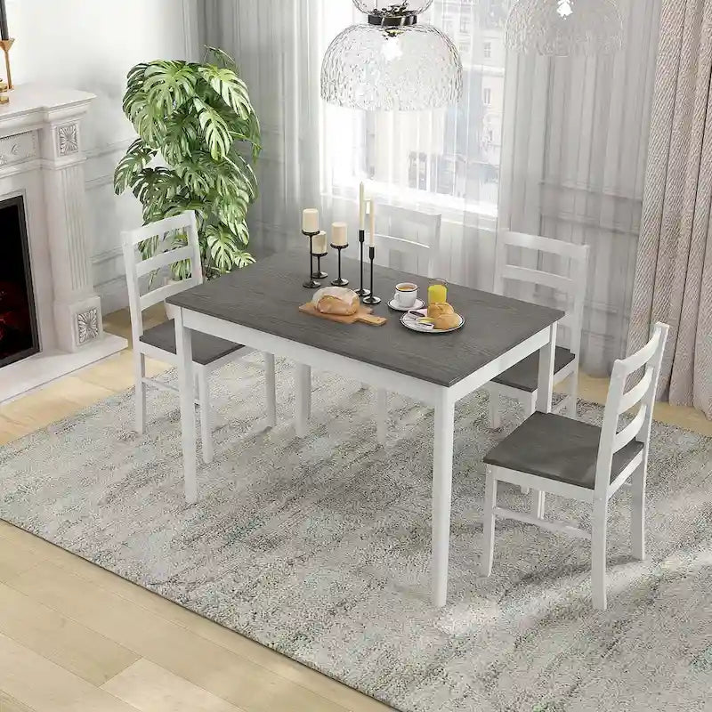 Costway 5-Piece Solid Wood Dining Set for Kitchen