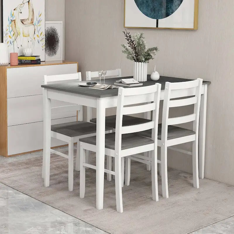 Costway 5-Piece Solid Wood Dining Set for Kitchen