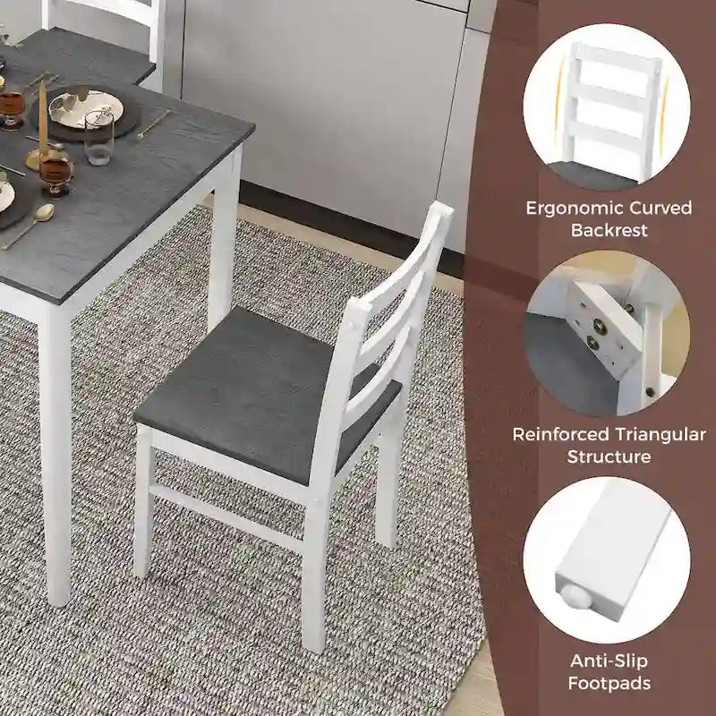 Costway 5-Piece Solid Wood Dining Set for Kitchen