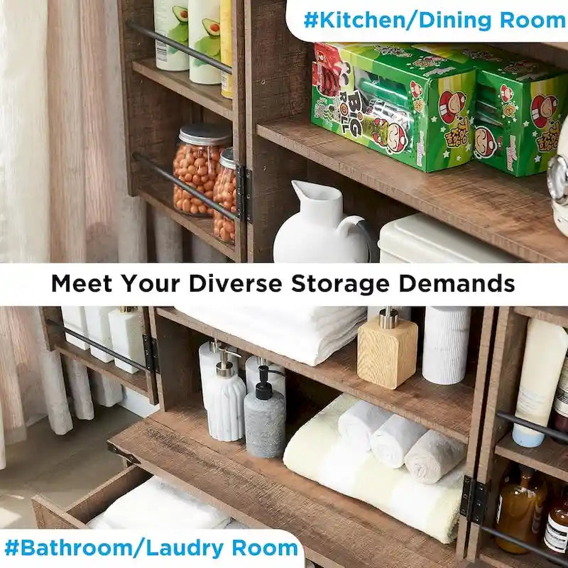72 - Inch Tall Farmhouse Kitchen Pantry Cabinet - Stylish Storage Cupboard