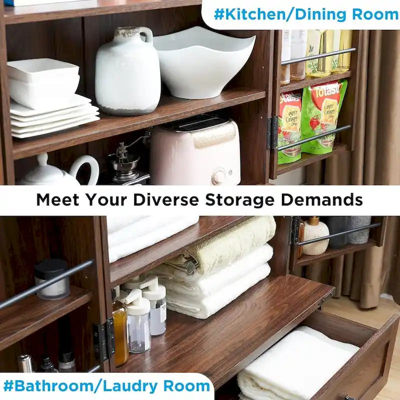 72 - Inch Tall Farmhouse Kitchen Pantry Cabinet - Stylish Storage Cupboard