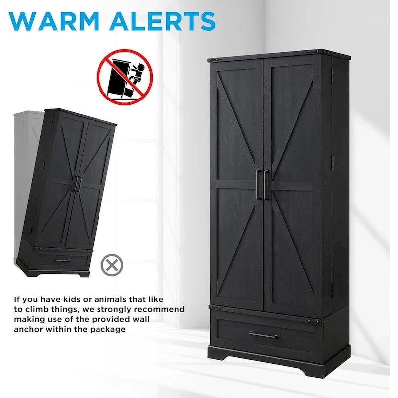 72 - Inch Tall Farmhouse Kitchen Pantry Cabinet - Stylish Storage Cupboard