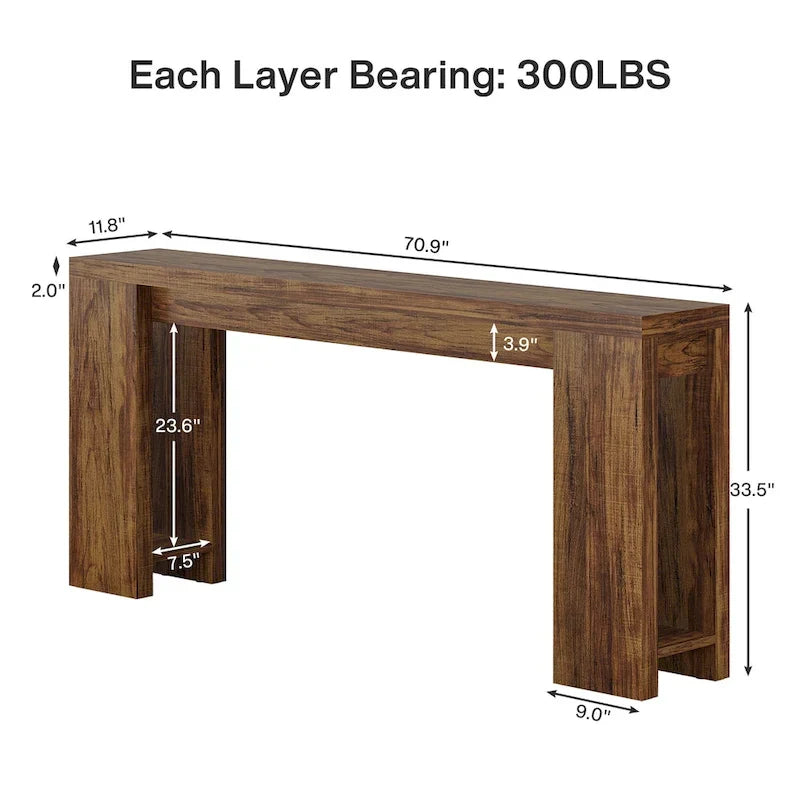 70.9 - Inch Console Sofa Table for Living Room, Entryway, and Hallway
