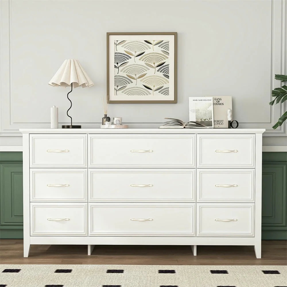 Kadyn Modern 6 Drawer Dresser Wood Cabinet, Dresser for Bedroom, Kitchen Storage Cabinet with Drawers, Chest of Drawers(Black)