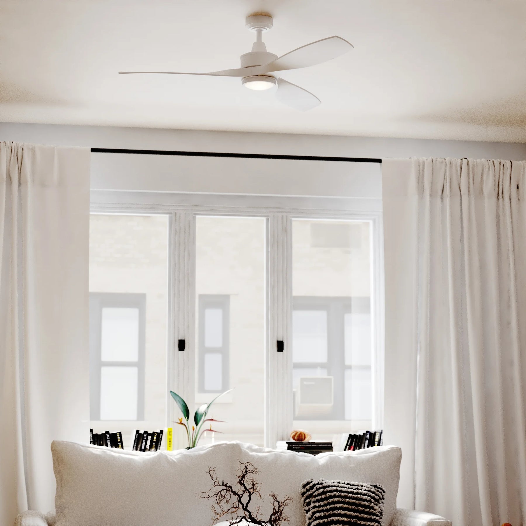 Vaxcel Curtiss Satin Brass Mid - Century Modern MCM Wood Propeller Ceiling Fan with LED Light Kit and Remote