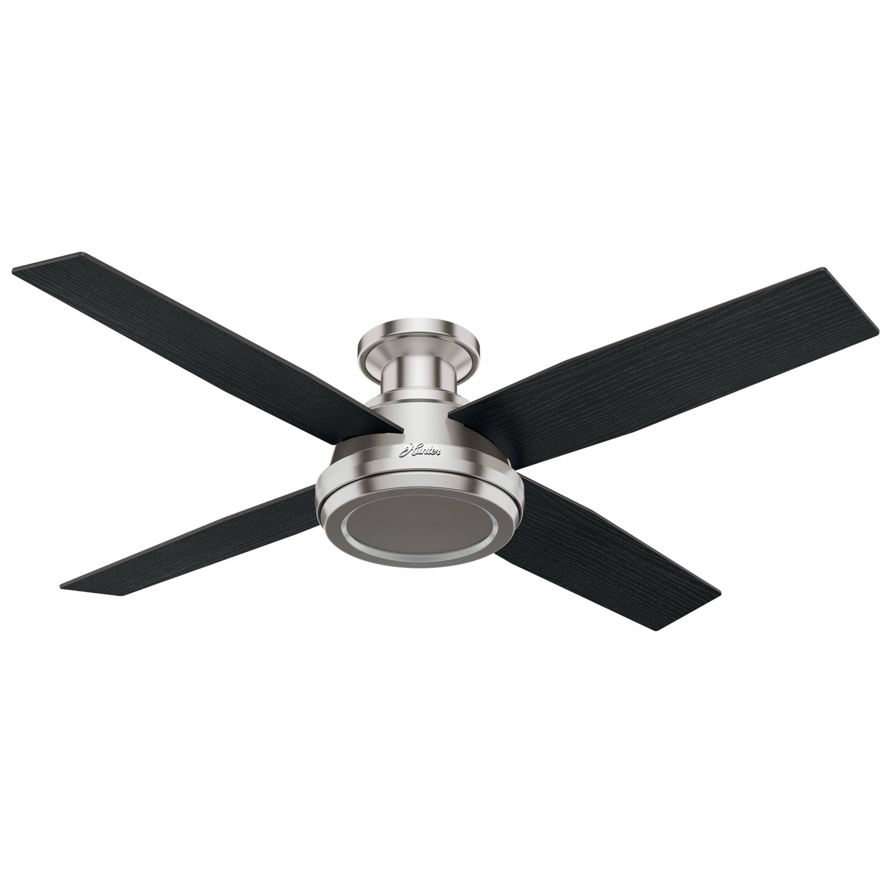 Hunter Dempsey Low Profile Brushed Nickel Ceiling Fan with Handheld Remote, Brushed Nickel