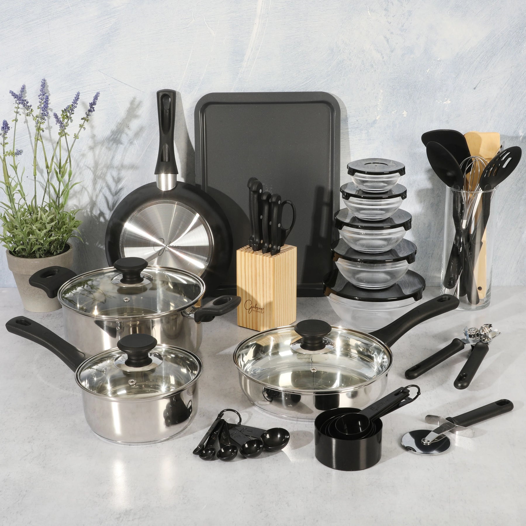 Gibson Home 71 Piece Stainless Steel Silver Cookware Combo Set