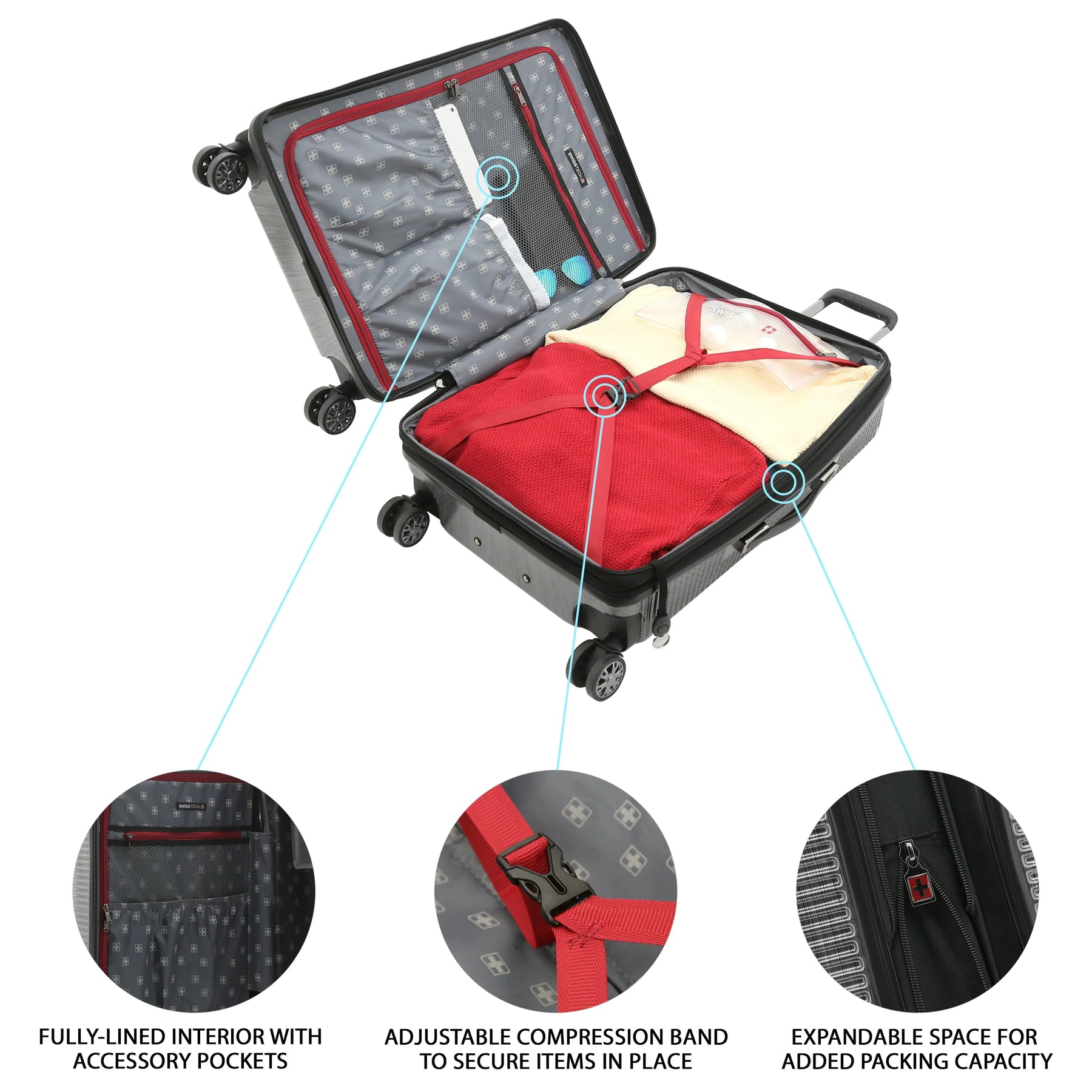 Swiss Tech Excursion 29" Hard Side Rolling Upright Luggage - Charcoal