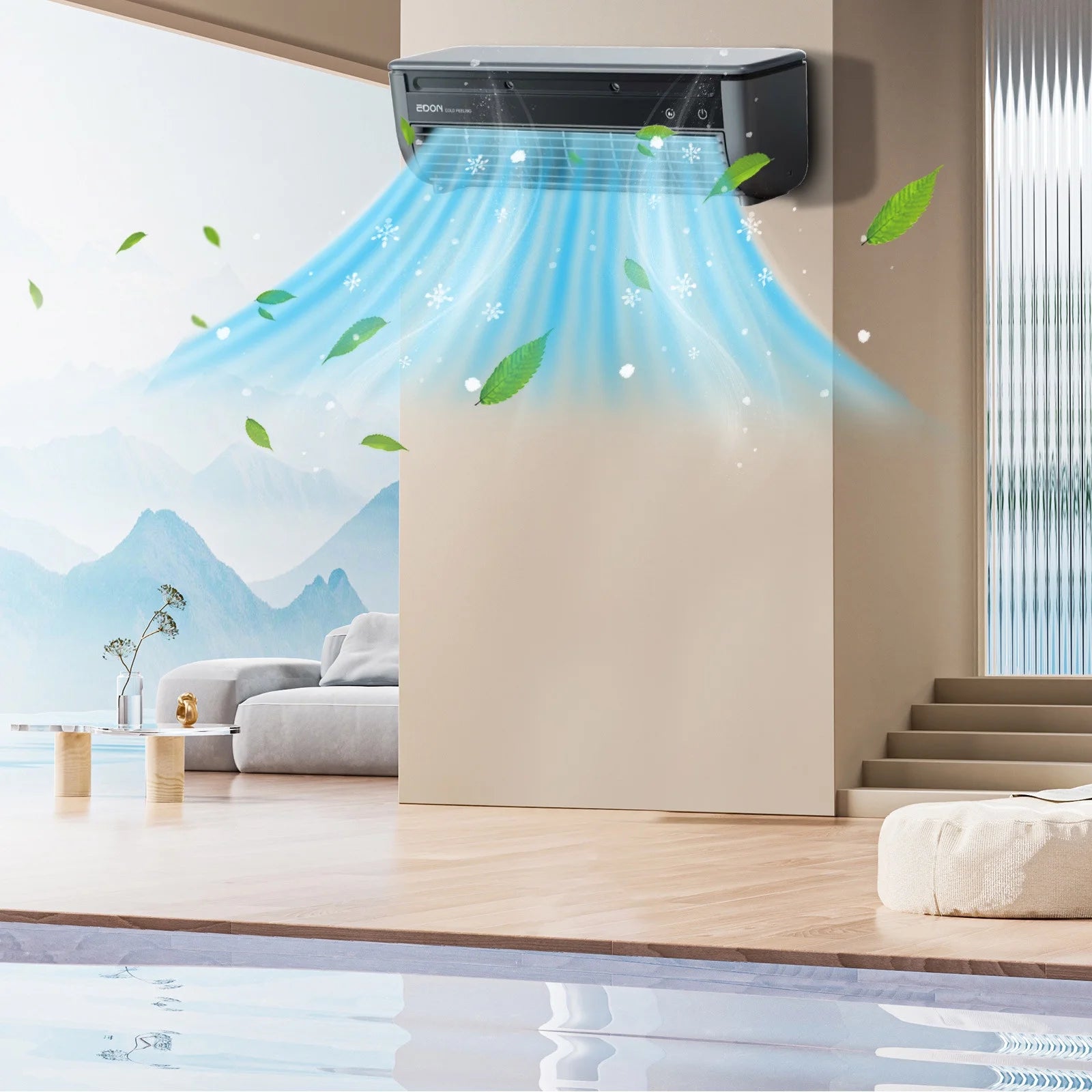 FYHALE 5, 000 BTU Wall Mounted Air Conditioner with Remote Control, Digital Display, Cool up to 150 Sq. Ft, Perfect