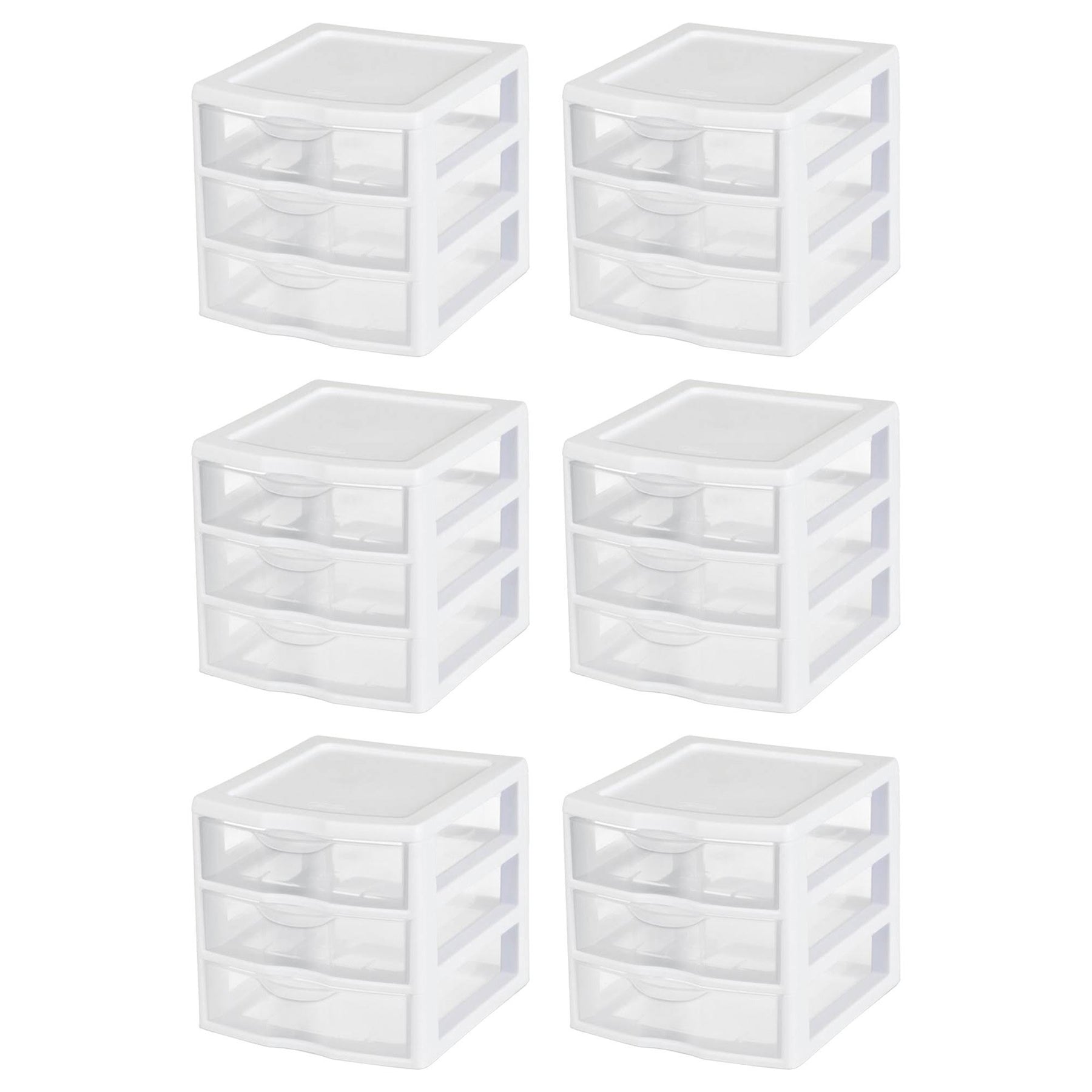 6 Sterilite 20738006 Small Compact Countertop 3 Drawer Desktop Storage Unit