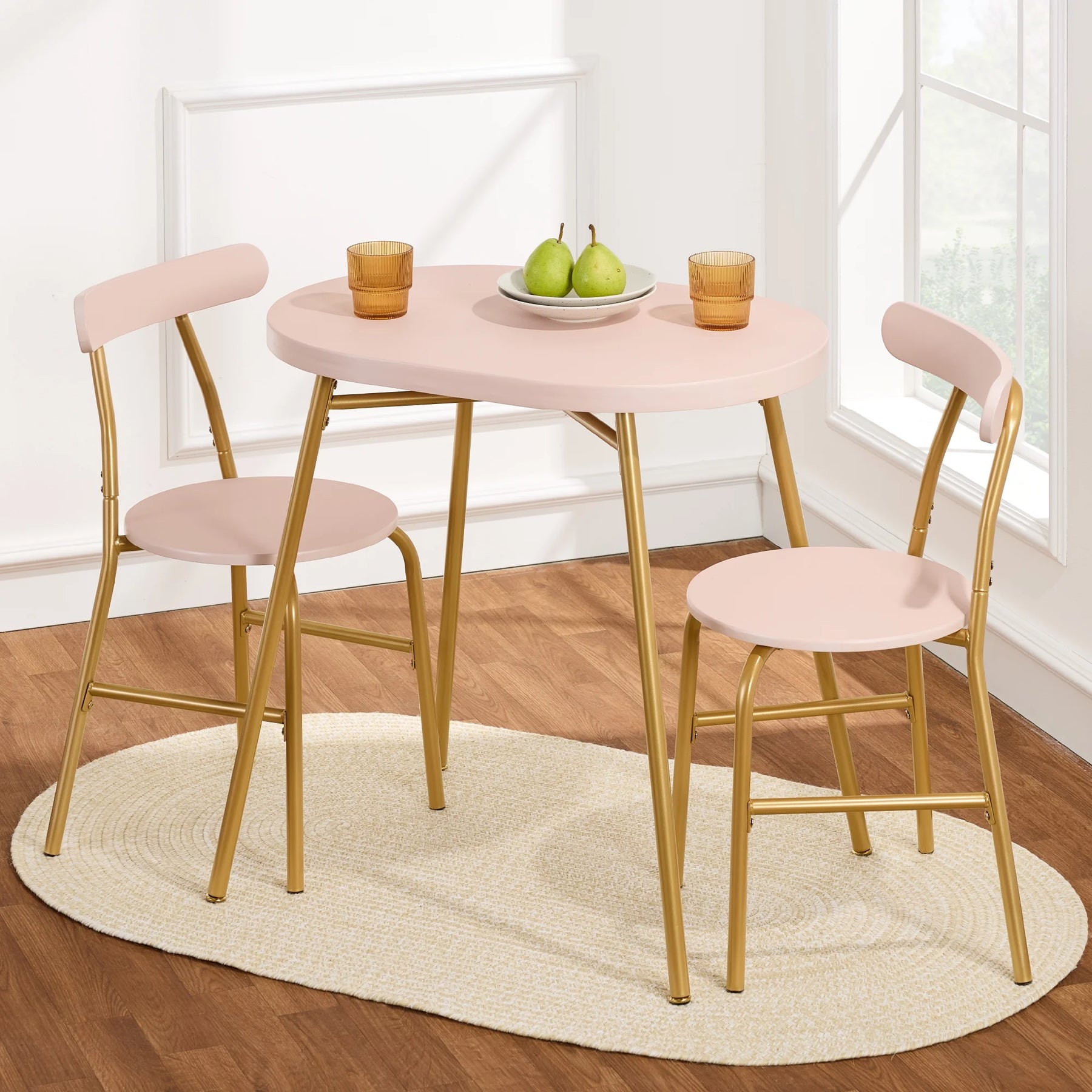 Best Choice Products 3 Piece Modern Oval Dining Table Set, Small Kitchen Dinette W/ 2 Chairs Black/Black