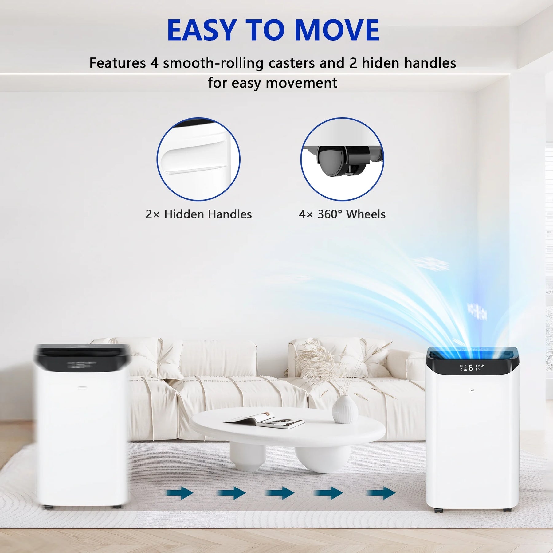 Fosawd 12000 BTU Portable Air Conditioner Cools up to 500 Sq. Ft, 3 - in - 1 AC, Dehumidifier, Fan