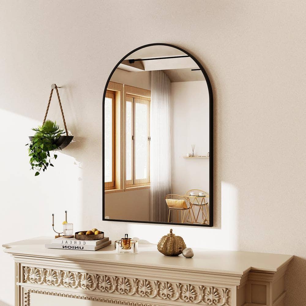Arched Black Aluminum Alloy Framed Wall Mirror BACSC2638-BLACK