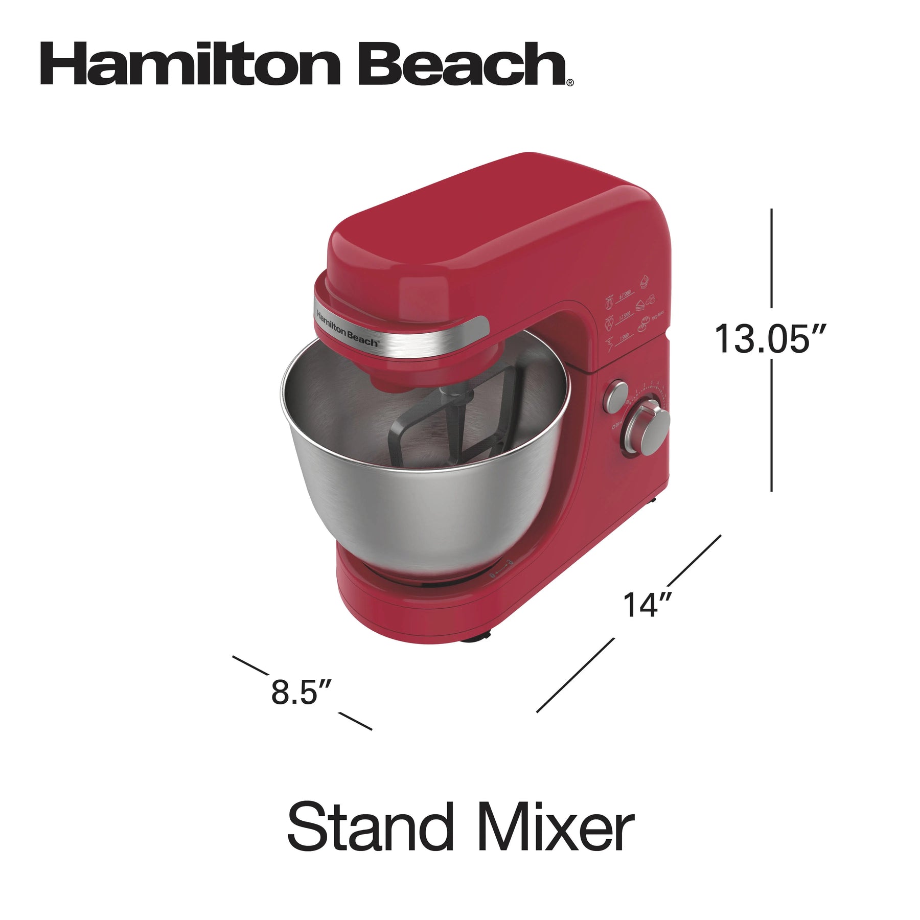 Hamilton Beach 4 Quart Stand Mixer for Kitchen, 7 Speeds, Tilt - Head, Dough Hook, Whisk & Flat Beater, White