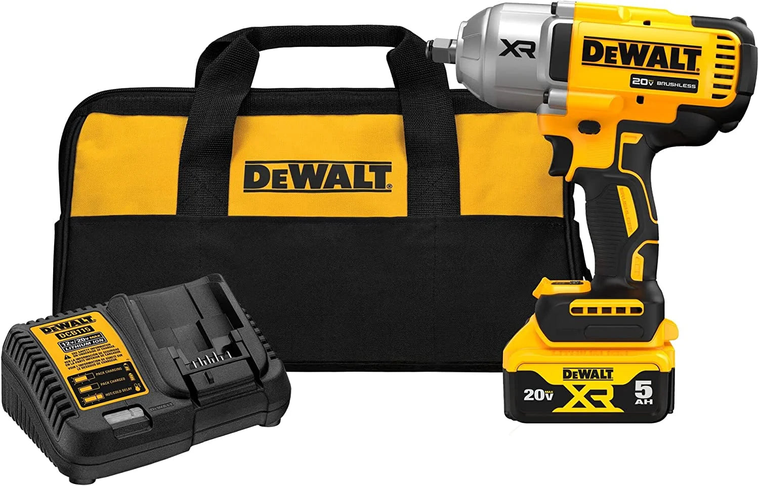 DEWALT 20V MAX XR 1/2" High Torque Impact Wrench with Hog Ring Anvil Kit (DCF900P1)