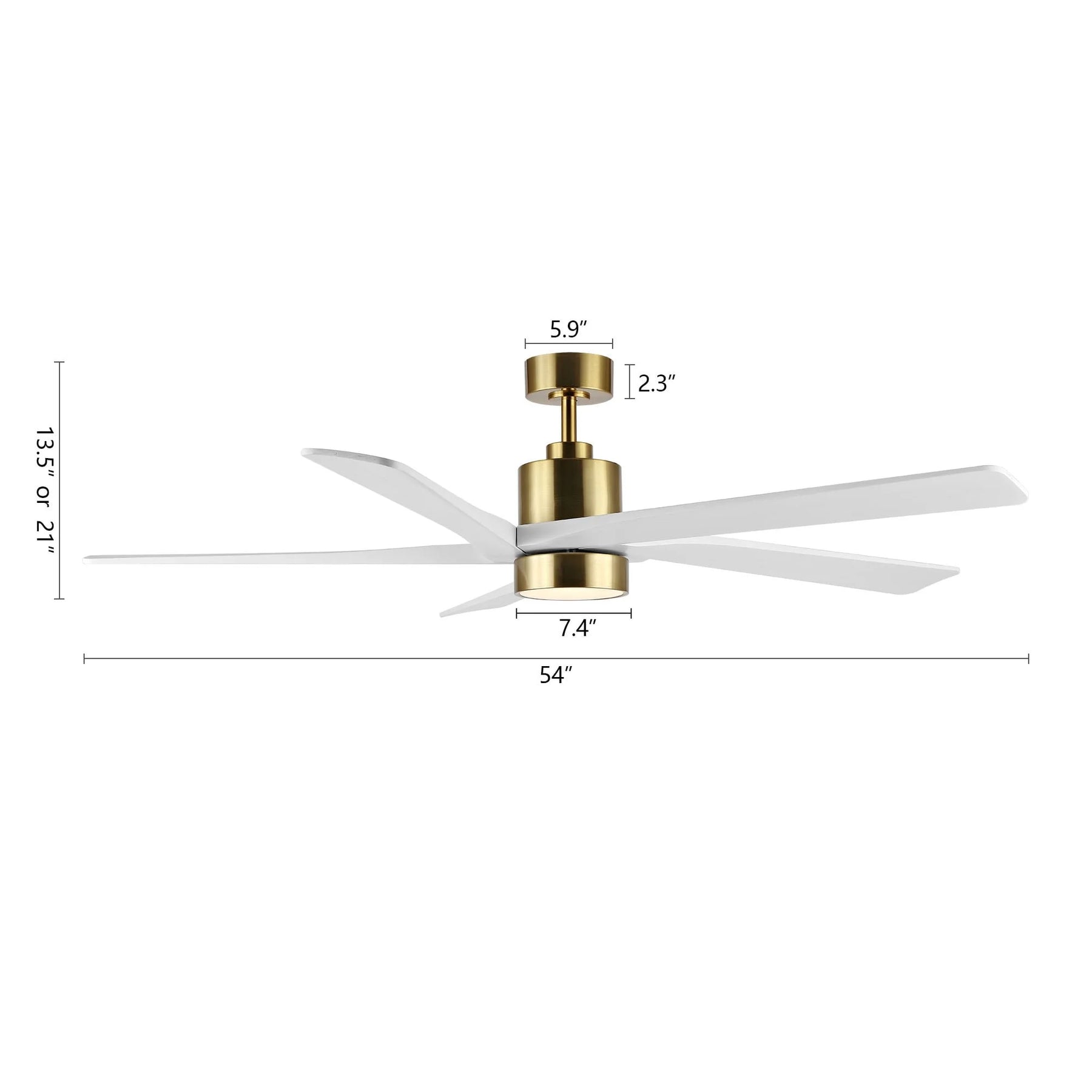 WINGBO 54 DC Ceiling Fan with Lights and Remote Control, 5 Reversible Carved Wood Blades Brass/Black