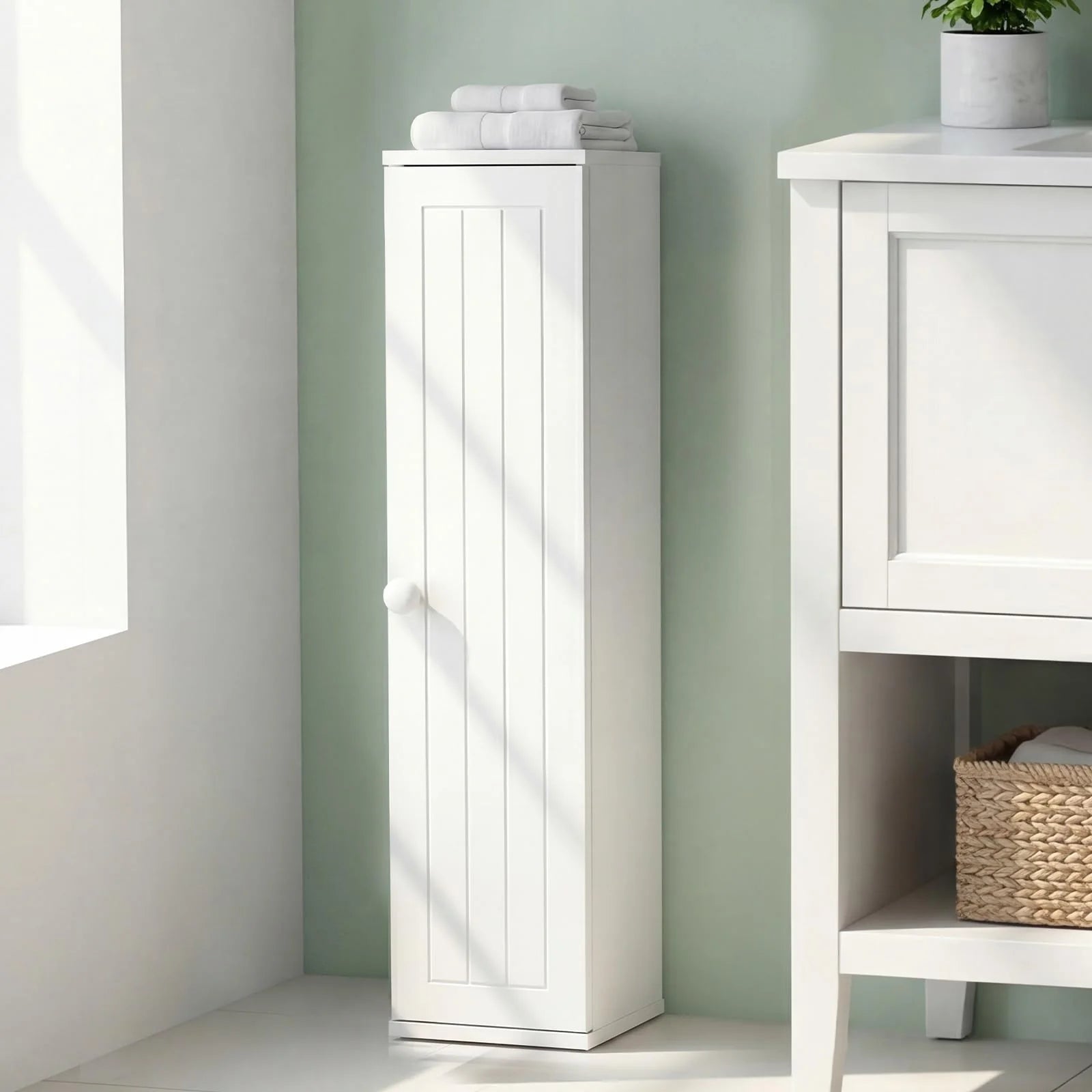 Tangkula Slim Bathroom Storage Cabinet with Door
