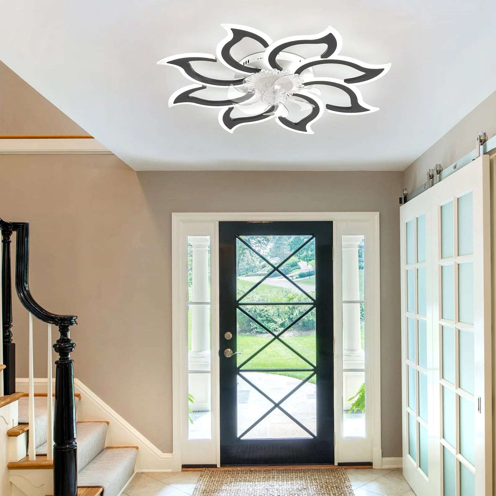 Garwarm Dimmable Ceiling Fan with Light and Remote Control, 27" Small Flush Mounted Ceiling Fan