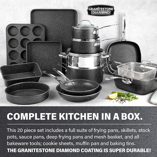 20-Piece Aluminum Ultra - Durable Non - Stick Diamond Infused Cookware and Bakeware Set
