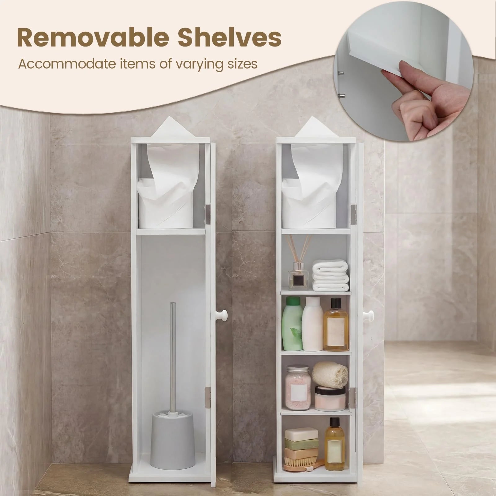 Tangkula Slim Bathroom Storage Cabinet with Door