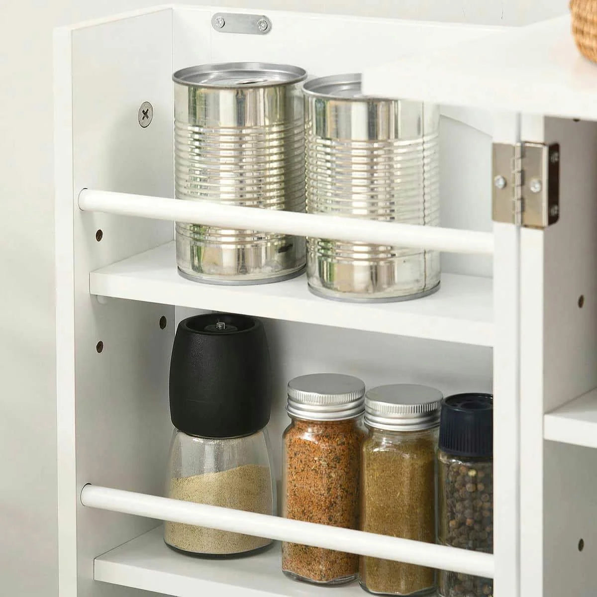 Spaco 17-Tier Kitchen Small Pantry Cabinet with 2 Doors and 6 Adjustable Shelves, Cabinet Pantry, Freestanding 5-Tier Shelving Pantries