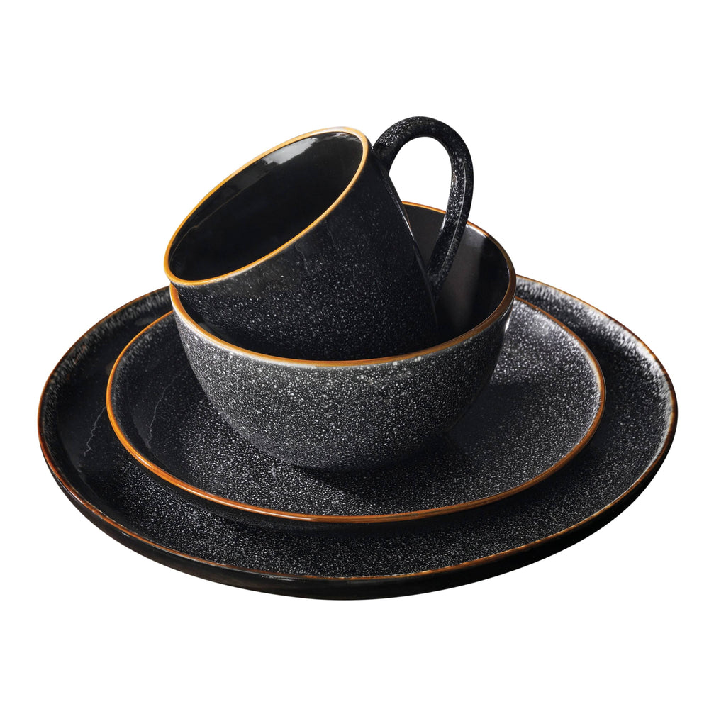Better Homes & Gardens 16-Piece Burns Dinnerware Set, Black Speckled