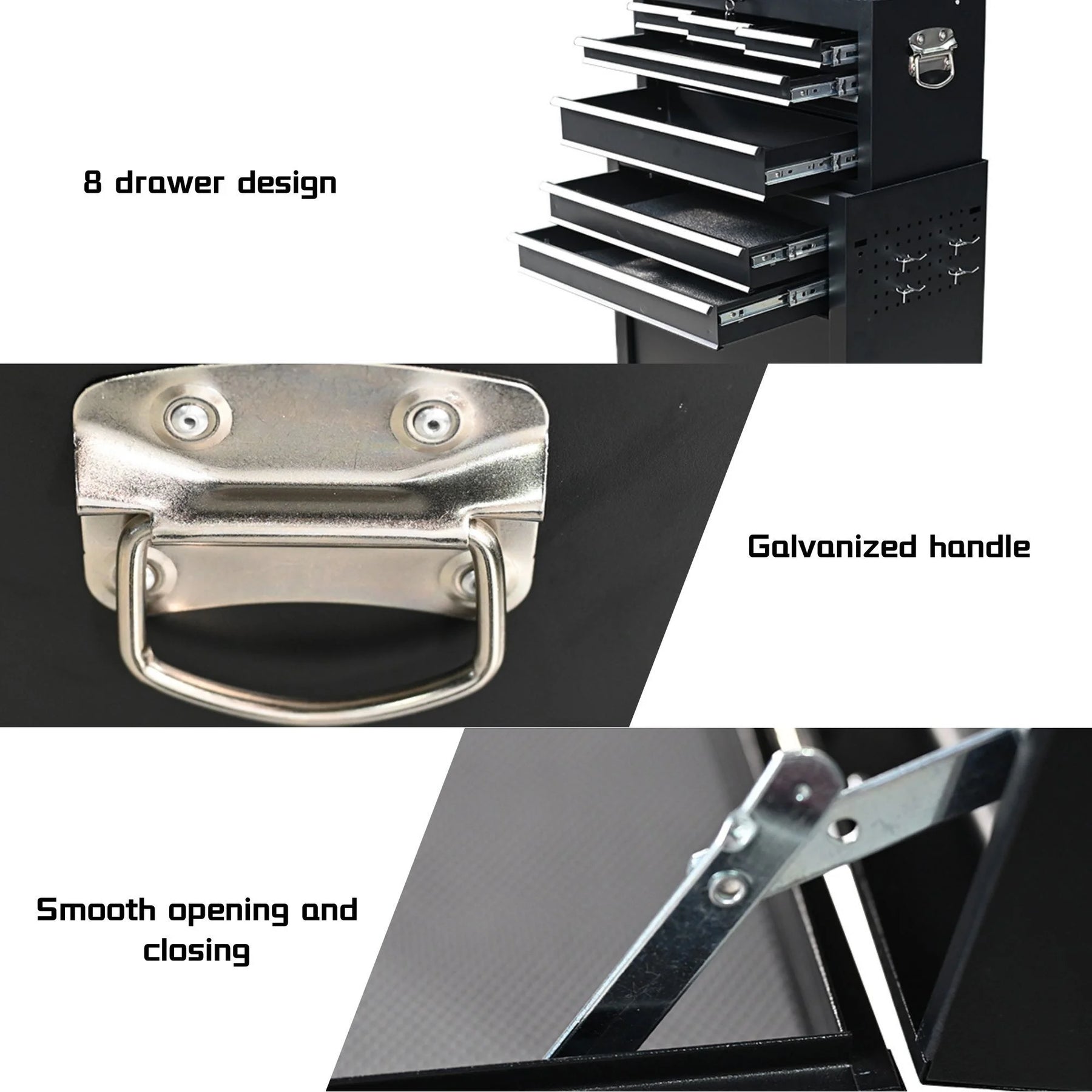8 Drawer Large Capacity Rolling Toolbox, Detachable Cabinet Storage Tool Chest with Wheels, Tool Storage Cabinet with Lock for Workshop Garage