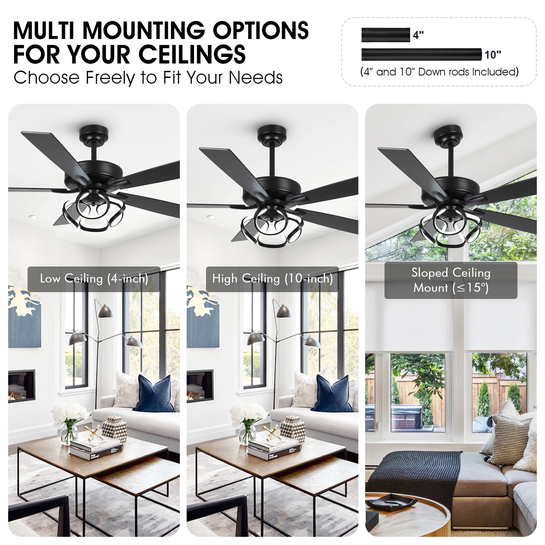 Parrot Uncle 52 - Inch Contemporary Chrome Ceiling Fan with Integrated LED Lights and Remote Control
