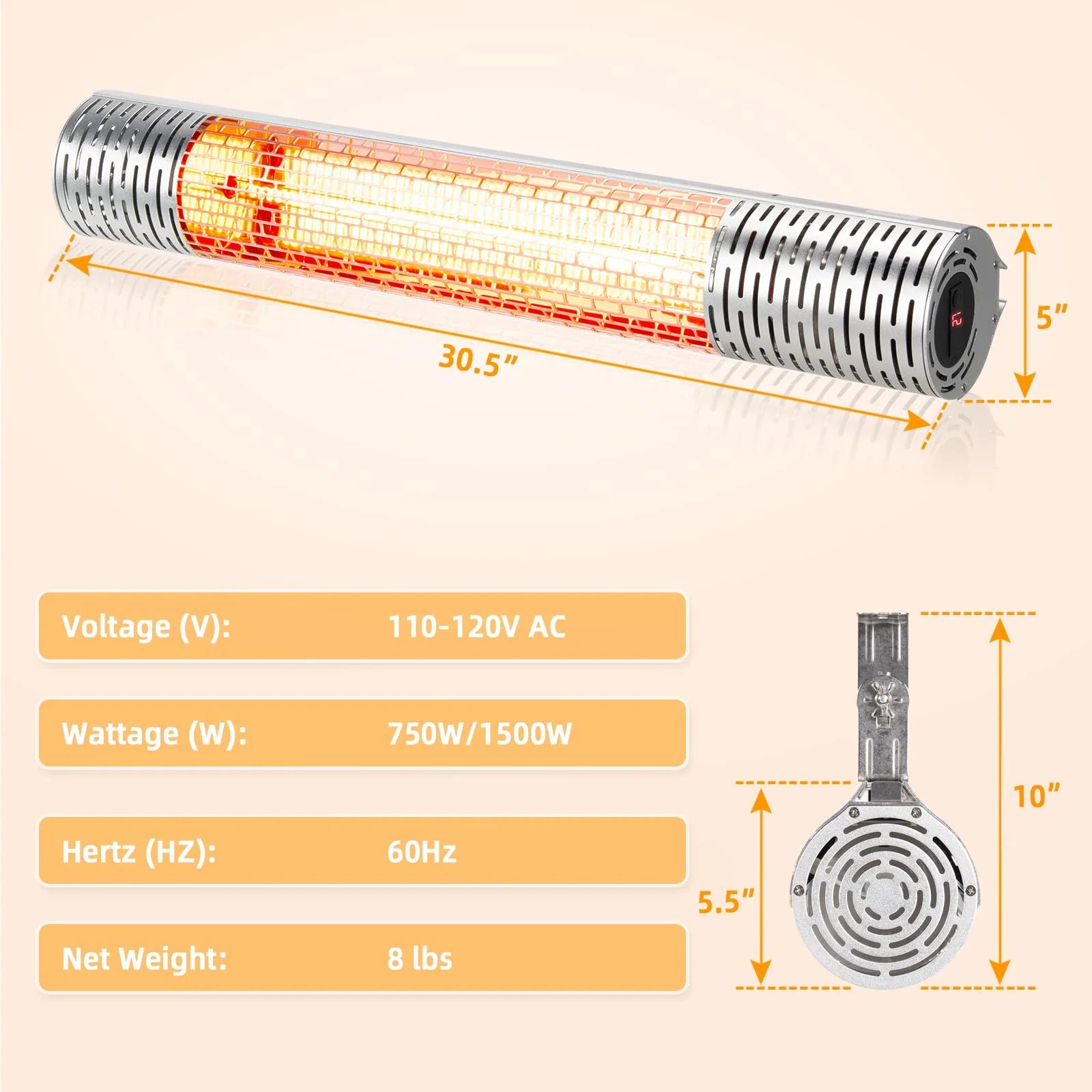 Tangkula 1500W Wall - Mounted Patio Heater, Kitchen Appliance
