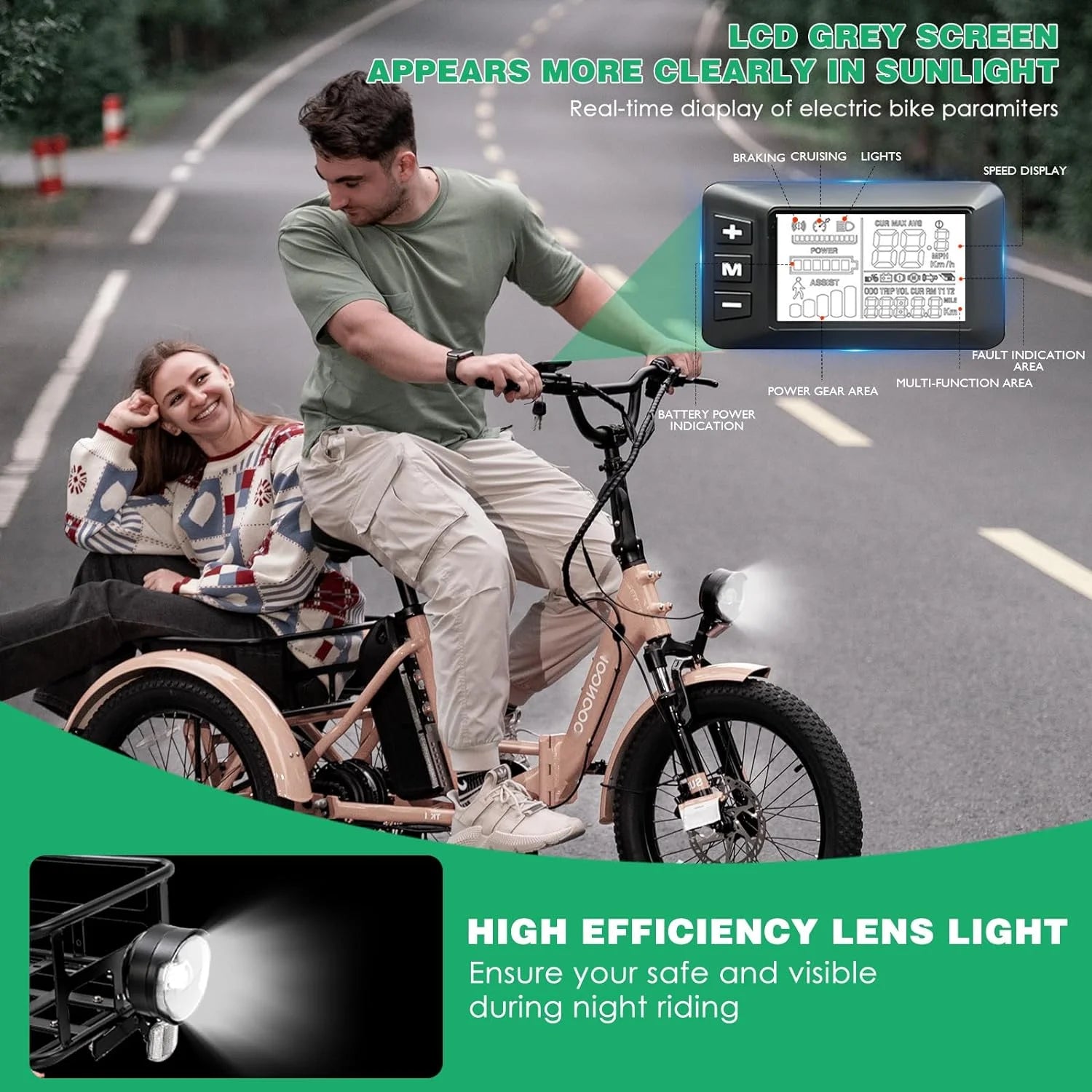 ABORON 3.0 Fat Tire Electric Trike for Senior Foldable E - Bike, 500W Motorized Tricycle Adult 20" Folding 3 Wheel Electric Commute Bike Trike W/48V