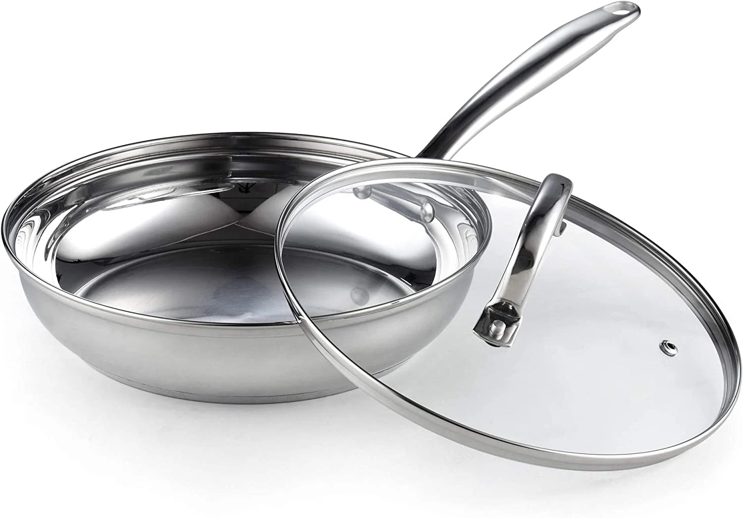 Cook N Home Pots and Pans Stainless Steel, 8-Piece Induction Pot Kitchen Cookware Set, Silver, Oven Safe