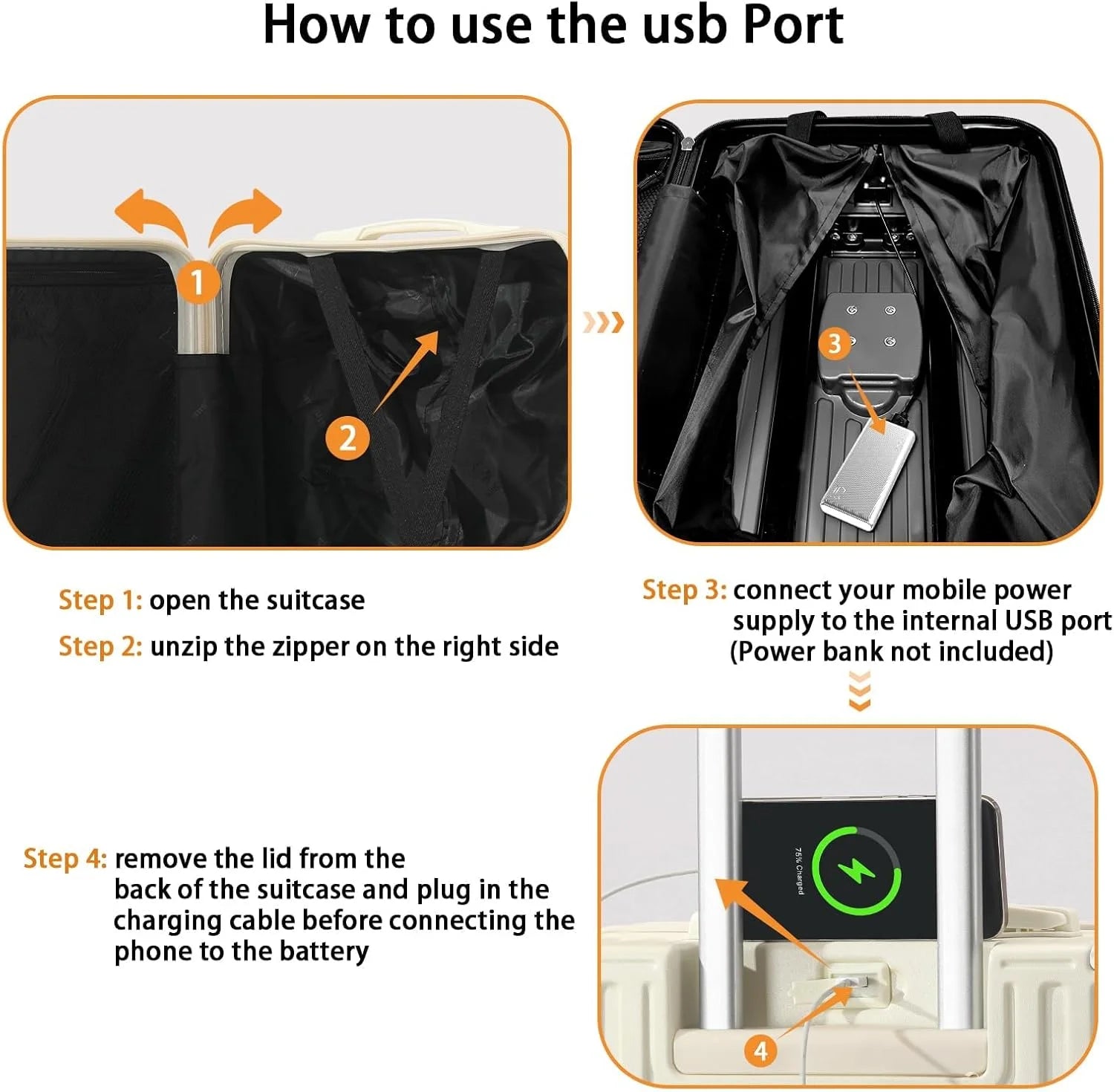 20 in Carry on Luggage with Cup Holder & USB Port, Airline Approved TSA - Locked Luggage, Lightweight PC Material Travel Suitcase