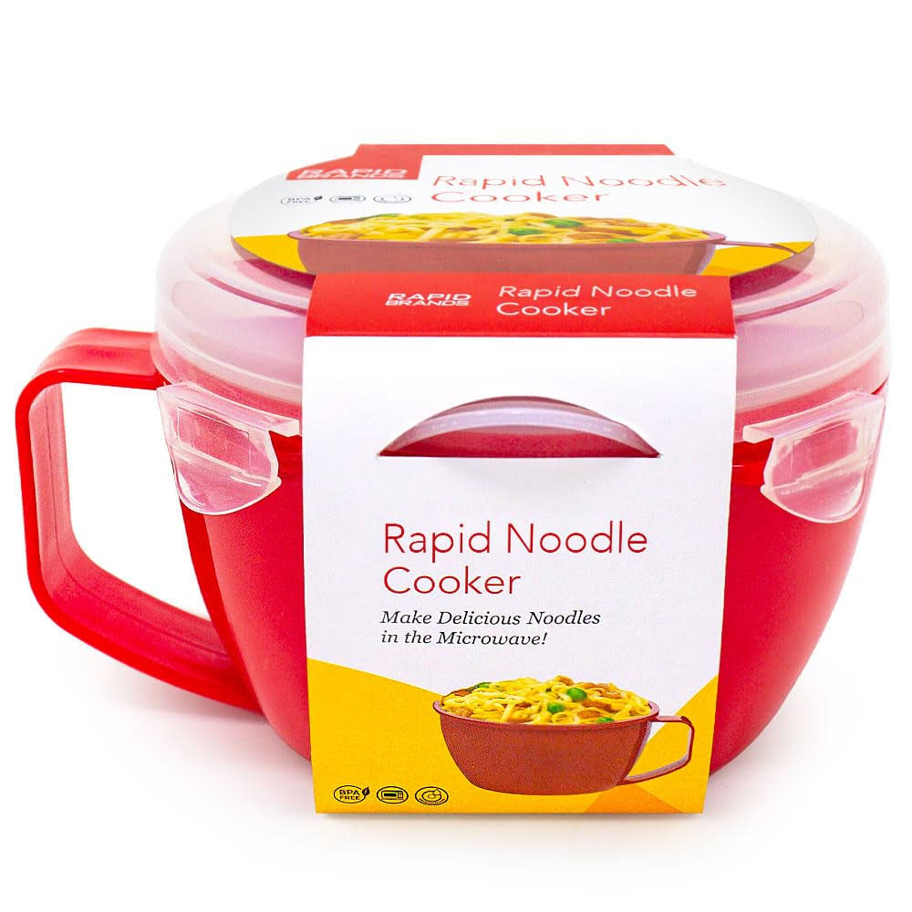 Rapid Brands Rapid Plastic Noodle/Soup Bowl | Microwave Soup & Noodles in Minutes | Perfect for Dorm, Small Kitchen, or Office | Dishwasher - S