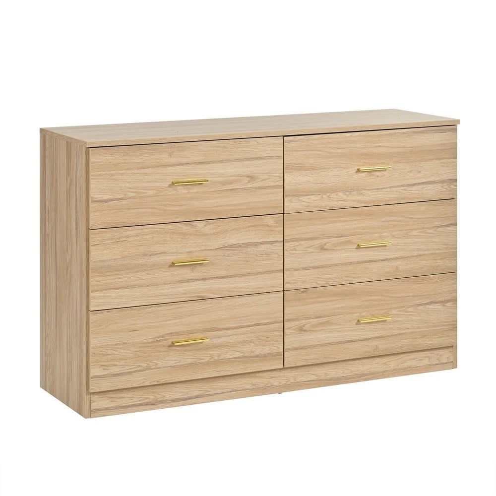 Kadyn Modern 6 Drawer Dresser Wood Cabinet, Dresser for Bedroom, Kitchen Storage Cabinet with Drawers, Chest of Drawers(Black)