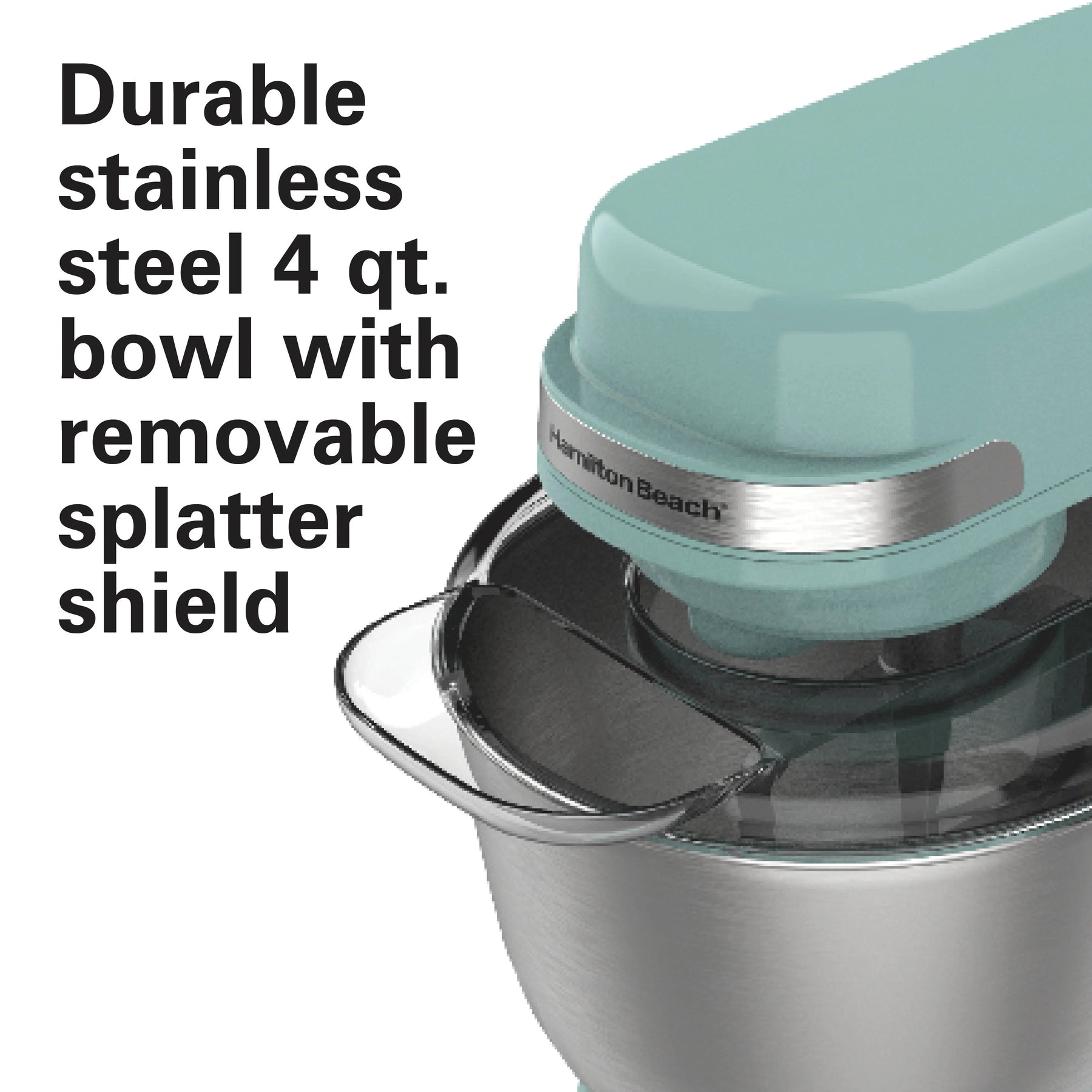 Hamilton Beach 4 Quart Stand Mixer for Kitchen, 7 Speeds, Tilt - Head, Dough Hook, Whisk & Flat Beater, White