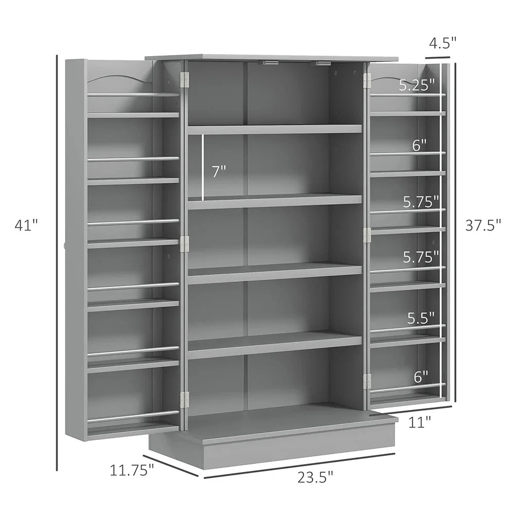 Spaco 17-Tier Kitchen Small Pantry Cabinet with 2 Doors and 6 Adjustable Shelves, Cabinet Pantry, Freestanding 5-Tier Shelving Pantries