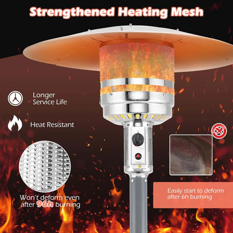 50,000 BTU Propane Outdoor Heater, Round Patio Heater with Stainless Steel Burner, Tip - Over, Flame - Out Protection, Wheels, CSA Certificated