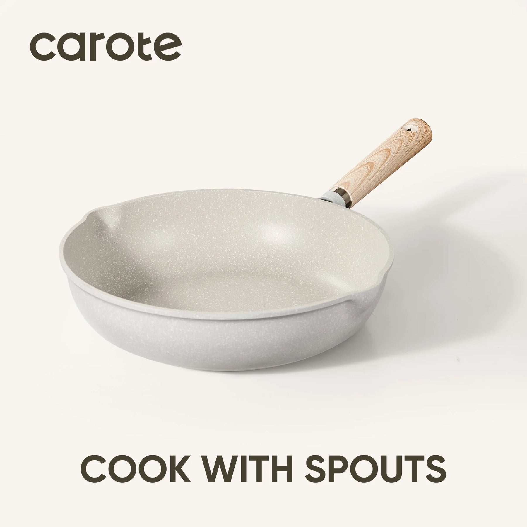 Carote Nonstick Cookware Set 21-Piece, Kitchen Pots and Pans Set, Stay - Cool Handles, Induction Compatible, Cookware Set for RV and Camping, Beige