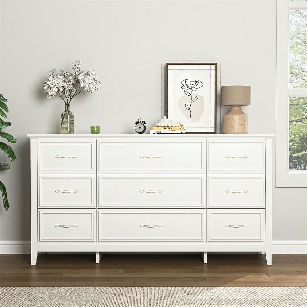 Kadyn Modern 6 Drawer Dresser Wood Cabinet, Dresser for Bedroom, Kitchen Storage Cabinet with Drawers, Chest of Drawers(Black)